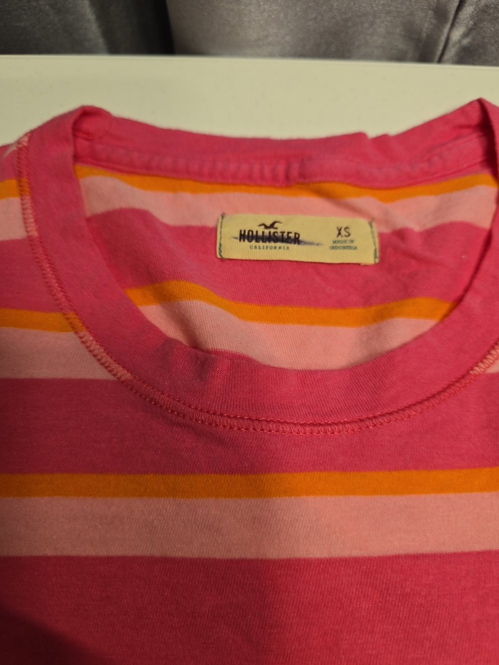 Hollister Pink & Orange Striped Long-Sleeve Crewneck Top - Picture 4 of 4
